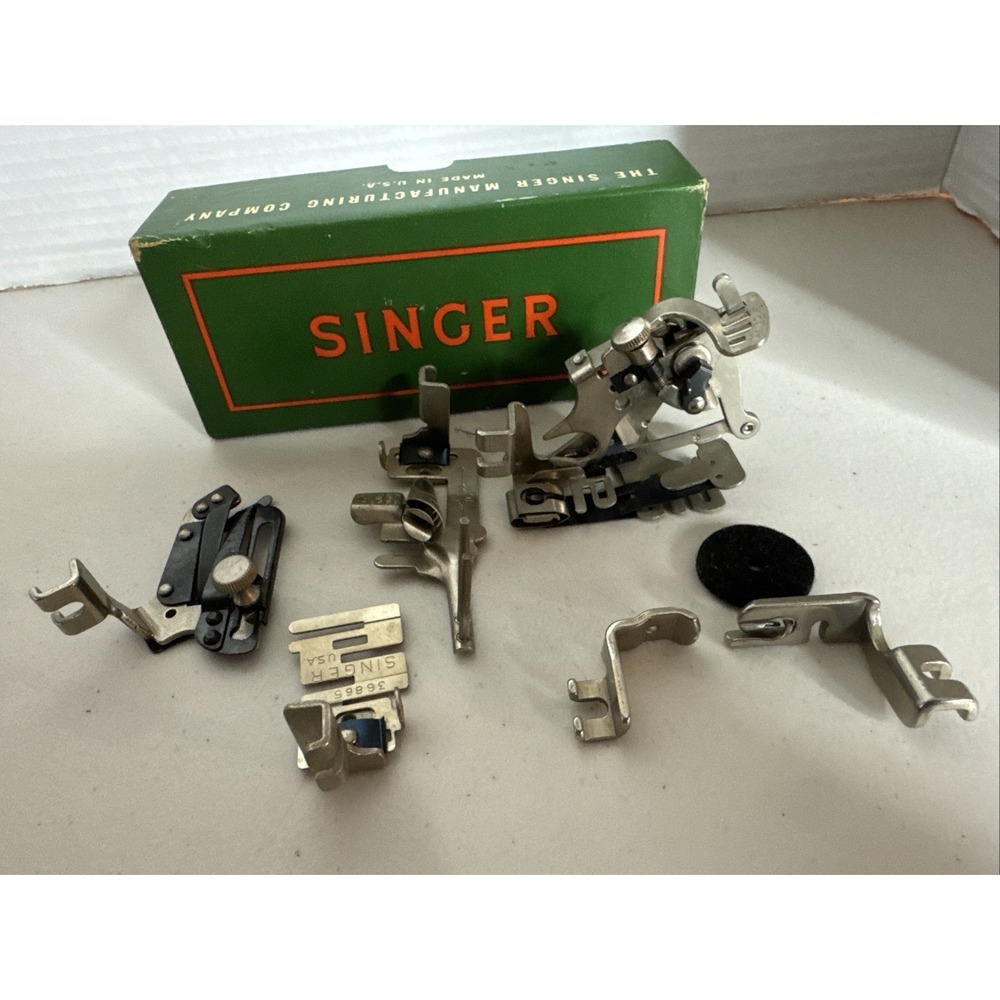 Vintage Singer 160809 Attachments W 6 Pcs And Original Box USA